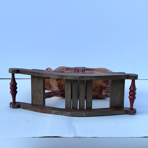 Vintage Wooden Rocking Pig Hog Rocker Folk Art Painted & Carved *Collectible - Picture 5 of 15